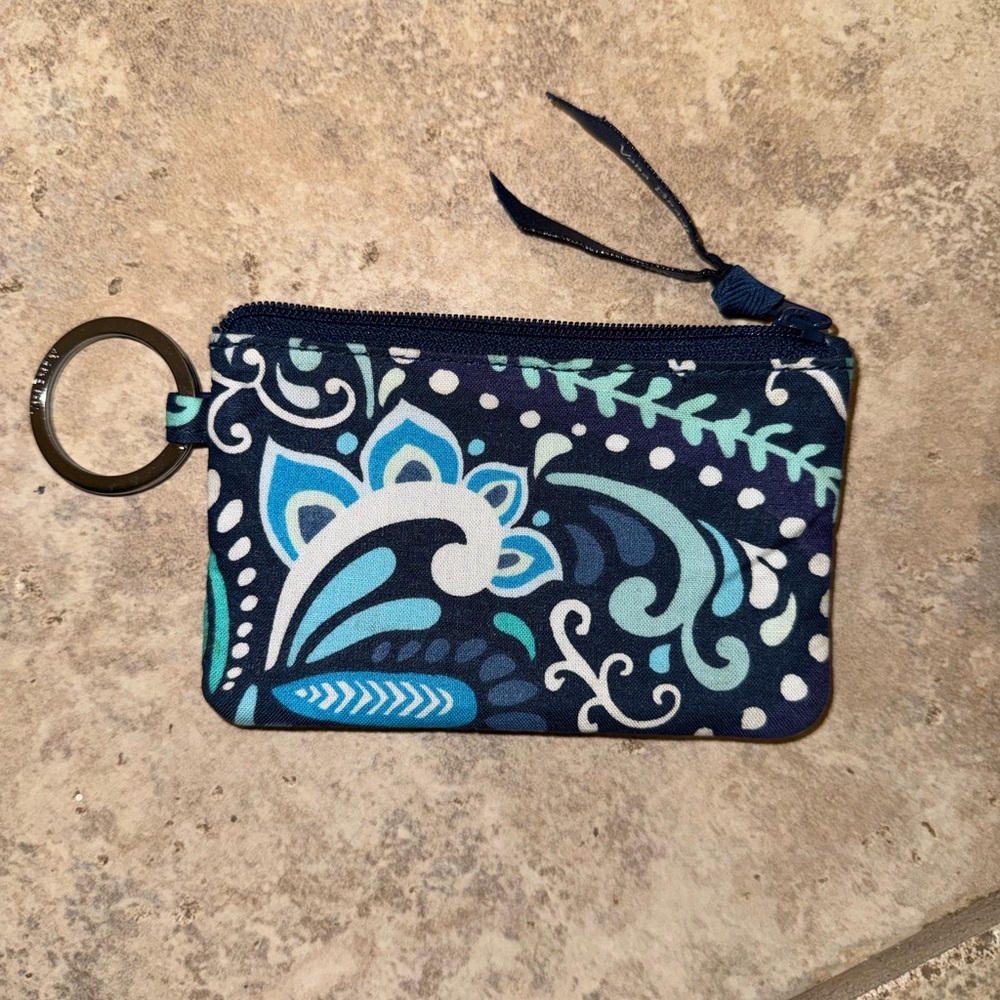 Vera Bradley Blue and White Patterned Keychain Wallet
